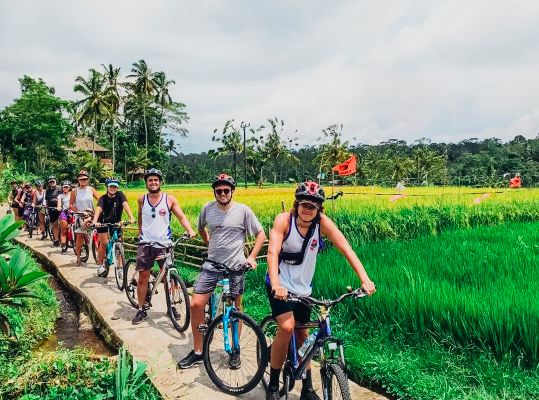 Bali Cycling Downhill Through Villages